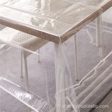 Vente chaude Nappe en PVC transparente avec bord de couture